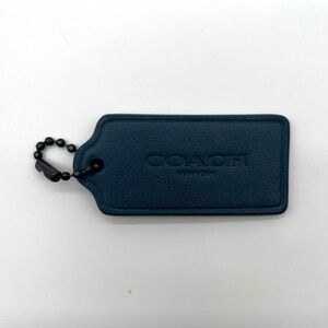 COACH Navy Blue Leather Hang Tag, Gunmetal Hardware